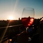 Curtindo o último por do sol da viagem, no St. Regis